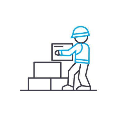 Döşeme vektör ince çizgi kontur simgesini engelleyin. Blok döşeme anahat illüstrasyon, doğrusal işaret, sembol kavramı.