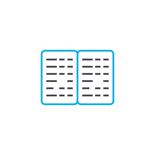 Braillovo písmo knihy vektor tenká čára tahu ikonu. Braillovo písmo kniha obrys obrázku, lineární, znamení, symbol koncept. — Stockový vektor