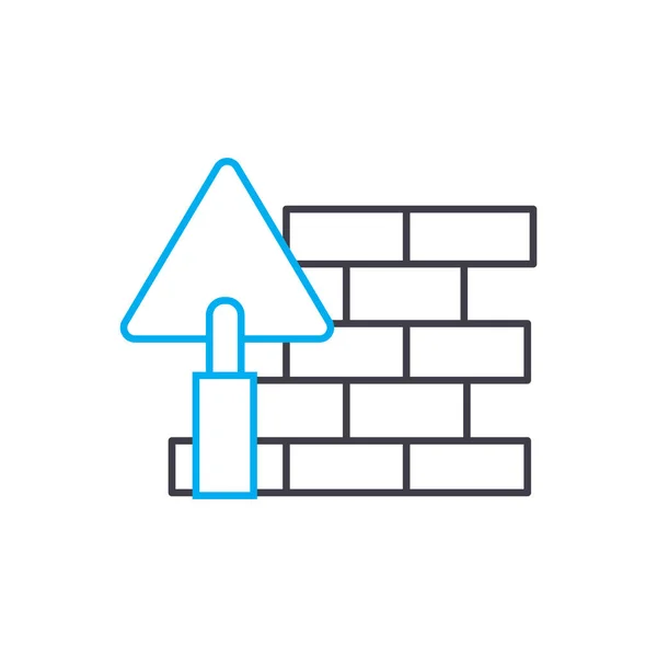 Brick setting vector thin line stroke icon. Esquema de configuración de ladrillo ilustración, signo lineal, concepto de símbolo . — Vector de stock