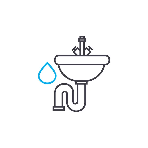 Water supply system vector thin line stroke icon. Water supply system outline illustration, linear sign, symbol concept. — Stock Vector