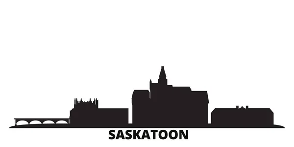 Canada, Saskatoon city skyline isolated vector illustration. Canada, Saskatoon travel black cityscape — Stock Vector