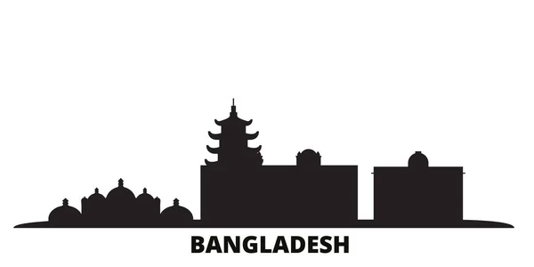 Bangladeş, Chittagong şehri silueti izole edilmiş vektör çizimi. Bangladeş, Chittagong siyah şehir manzarası — Stok Vektör