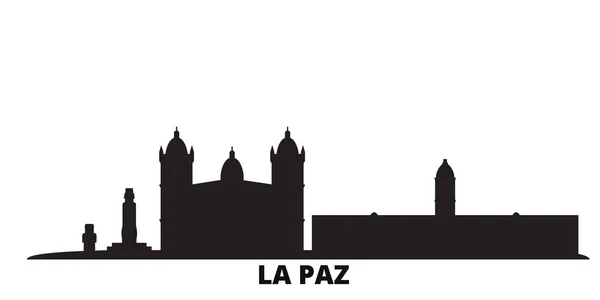 Boliwia, miasto La Paz, odizolowana ilustracja wektora. Boliwia, La Paz podróżują czarnym krajobrazem miasta — Wektor stockowy