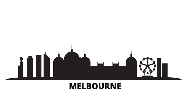 Australia, Melbourne City panorama odizolowany wektor ilustracji. Australia, Melbourne City podróże czarny krajobraz miasta — Wektor stockowy