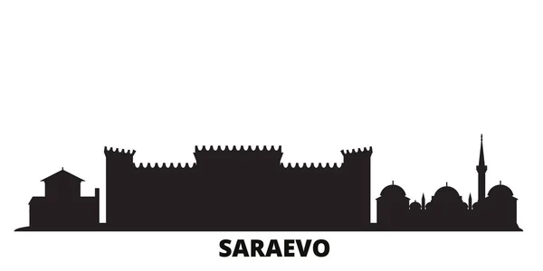 Bosnia And Herzegovina, Saraevo city skyline isolated vector illustration. Bosnia And Herzegovina, Saraevo travel black cityscape