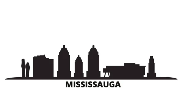 Canada, Mississauga city skyline isolated vector illustration. Canadá, Mississauga viaje negro paisaje urbano — Vector de stock