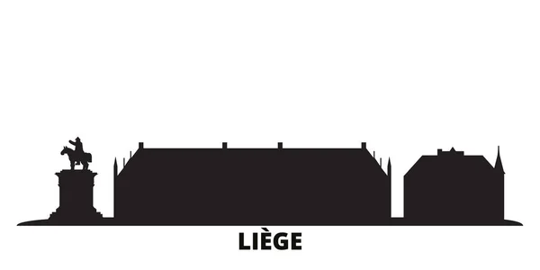 Belgium, Liege city skyline isolated vector illustration. Belgium, Liege travel black cityscape — Stock Vector
