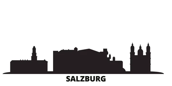 Austria, Salzburg city skyline isolated vector illustration. Austria, Salzburg travel black cityscape — Stock Vector