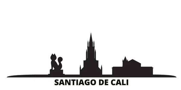 Colombia, ciudad de Santiago De Cali skyline ilustración vectorial aislada. Colombia, Santiago De Cali viajar negro paisaje urbano — Archivo Imágenes Vectoriales