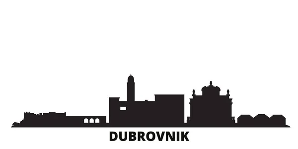 Chorvatsko, Dubrovník město panorama izolované vektorové ilustrace. Chorvatsko, Dubrovník cestování černé město — Stockový vektor