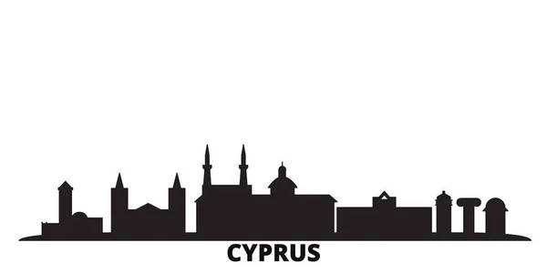 Cypern stad skyline isolerad vektor illustration. Cypern resor svart stadsbild — Stock vektor