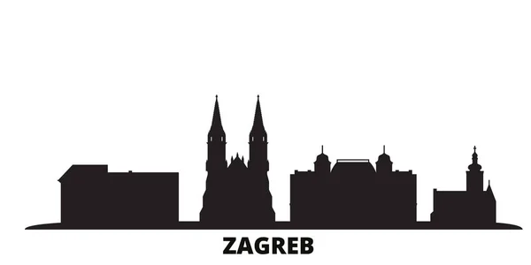 Croacia, ciudad de Zagreb skyline ilustración vectorial aislado. Croacia, Zagreb viajes negro paisaje urbano — Vector de stock