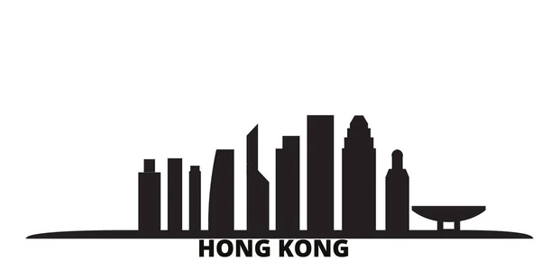 Kína, Hong Kong város városképe elszigetelt vektor illusztráció. Kína, Hong Kong utazás fekete városkép — Stock Vector