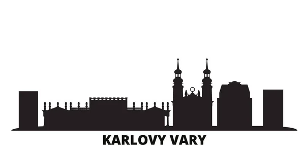 República Checa, Karlovy Vary ciudad skyline ilustración vectorial aislado. República Checa, Karlovy Vary viaje negro paisaje urbano — Vector de stock