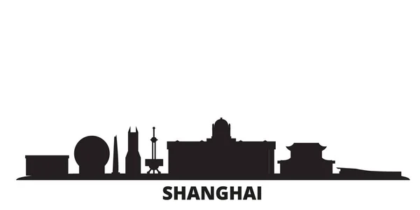 Čína, Shanghai City panorama izolované vektorové ilustrace. Čína, Šanghaj cestování černé město — Stockový vektor