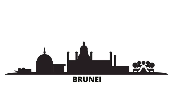 Brunei city skyline isolated vector illustration. Brunei travel black cityscape