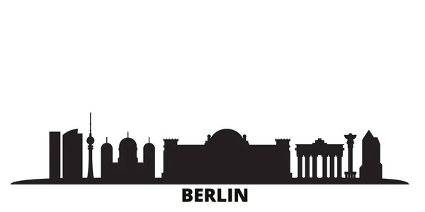 Alemania, ciudad de Berlín skyline ilustración vectorial aislado. Alemania, Berlín viajes negro paisaje urbano — Vector de stock