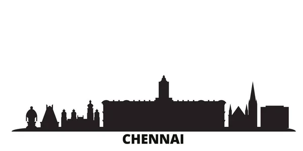 India, ciudad de Chennai skyline ilustración vectorial aislado. India, Chennai viaje negro paisaje urbano — Vector de stock