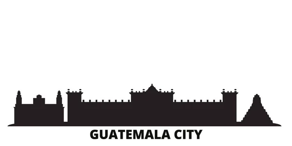 Guatemala, Guatemala City városának városképe elszigetelt vektor illusztráció. Guatemala, Guatemala City utazás fekete városkép — Stock Vector