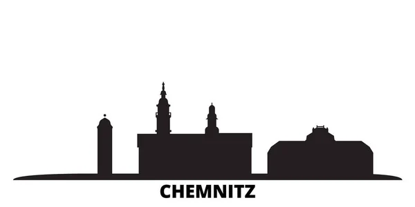 Alemania, ciudad de Chemnitz skyline ilustración vectorial aislado. Alemania, Chemnitz viajes negro paisaje urbano — Vector de stock