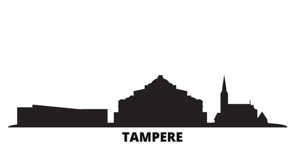 Finlandia, ciudad de Tampere skyline ilustración vectorial aislado. Finlandia, Tampere viaje negro paisaje urbano — Vector de stock