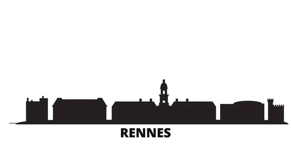 Fransa, Rennes şehri silueti izole vektör çizimi. Fransa ve Rennes siyah şehir manzarası ile seyahat ediyor — Stok Vektör