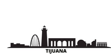 Mexico, Tijuana city skyline isolated vector illustration. Mexico, Tijuana travel black cityscape clipart
