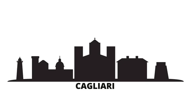 이탈리아 의 칼리아리 시 의 스카이 라인 외진 벡터 그림. 이탈리아, 칼리아리, 검은 색 도시 경관 여행 — 스톡 벡터