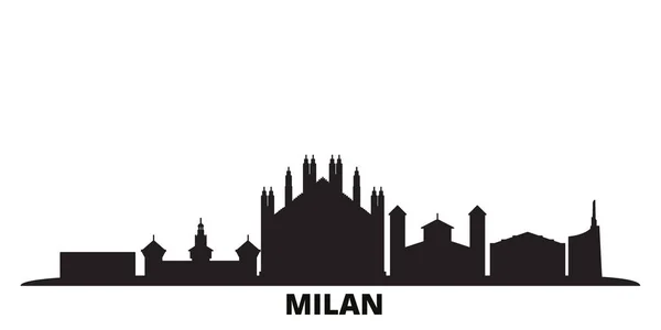 Italie, Milan horizon de la ville illustration vectorielle isolée. Italie, Milan voyage paysage urbain noir — Image vectorielle