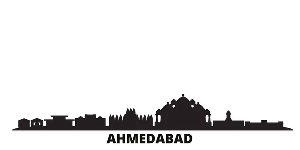Индия, город Ахмадабад изолированные векторные иллюстрации. Индия и Ахмадабад путешествуют по черному городскому пейзажу — стоковый вектор