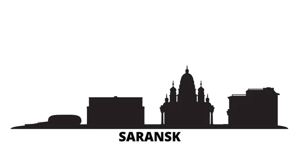 Rusko, Saransk město panorama izolované vektorové ilustrace. Rusko, Saransk cestování černé město — Stockový vektor