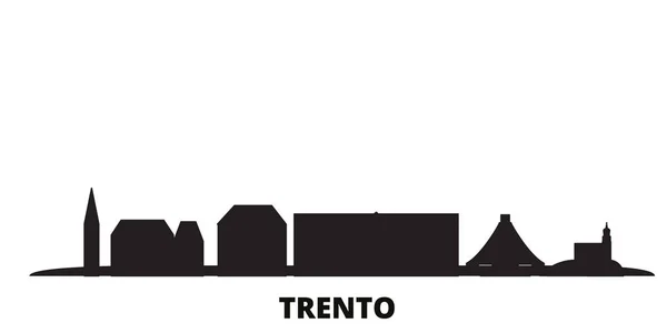 Italie, illustration vectorielle isolée des toits de Trente-ville. Italie, Trente Voyage paysage urbain noir — Image vectorielle