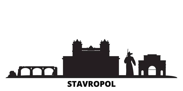 Rusia, ciudad de Stavropol skyline ilustración vectorial aislado. Rusia, Stavropol viaje negro paisaje urbano — Vector de stock