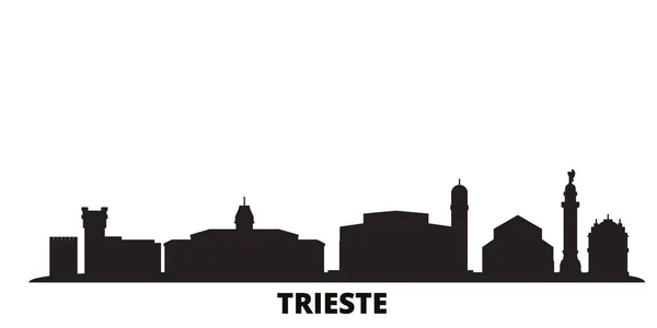 Italia, ciudad de Trieste skyline ilustración vectorial aislado. Italia, Trieste viajes negro paisaje urbano — Vector de stock