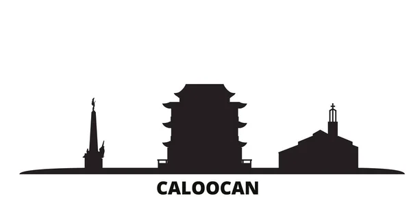 菲律宾，卡洛坎市天际线孤立的病媒图解。 菲律宾，Caloocan旅行黑色城市景观 — 图库矢量图片
