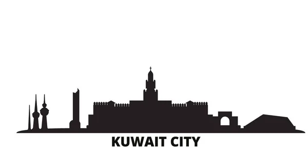 Kuwait, ciudad de Kuwait skyline ilustración vectorial aislado. Kuwait, Ciudad de Kuwait viajes negro paisaje urbano — Vector de stock