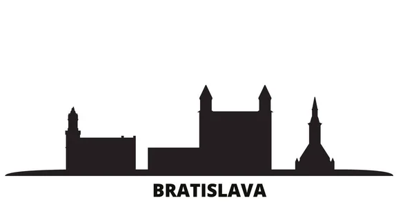 Eslovaquia, ciudad de Bratislava skyline ilustración vectorial aislado. Eslovaquia, Bratislava viajes negro paisaje urbano — Vector de stock