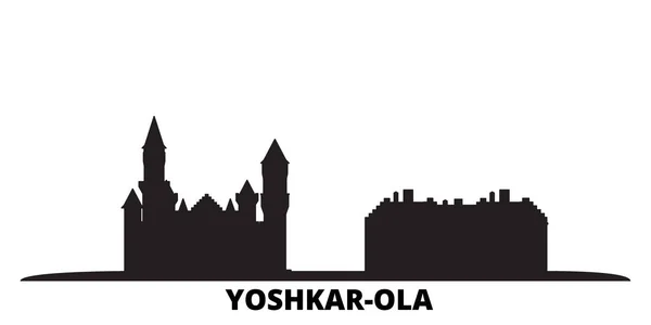 Rusia, ciudad de Yoshkar Ola skyline ilustración vectorial aislado. Rusia, Yoshkar Ola viaje negro paisaje urbano — Vector de stock