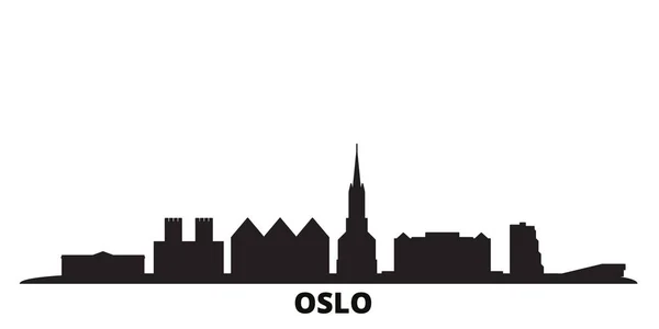 Noruega, Oslo cidade skyline isolado ilustração vetorial. Noruega, Oslo viagem paisagem urbana preta —  Vetores de Stock