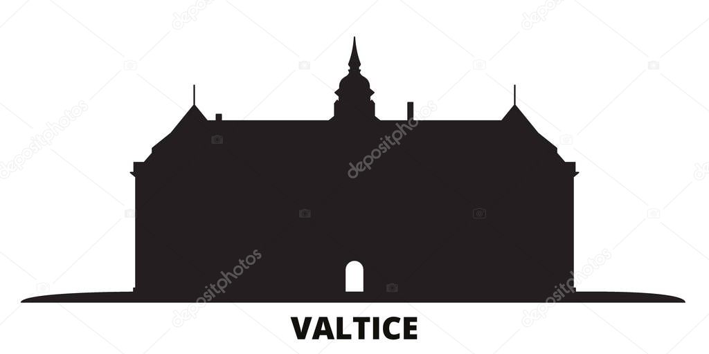 Czech Republic, Valtice city skyline isolated vector illustration. Czech Republic, Valtice travel black cityscape