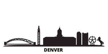 United States, Denver city skyline isolated vector illustration. United States, Denver travel black cityscape