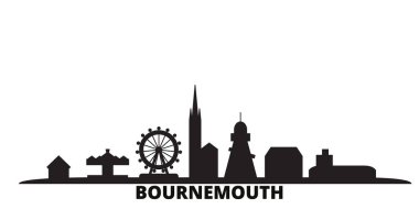 United Kingdom, Bournemouth city skyline isolated vector illustration. United Kingdom, Bournemouth travel black cityscape
