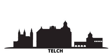 Czech Republic, Telc city skyline isolated vector illustration. Czech Republic, Telc travel black cityscape