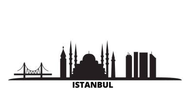 Turkey, Istanbul city skyline isolated vector illustration. Turkey, Istanbul travel black cityscape
