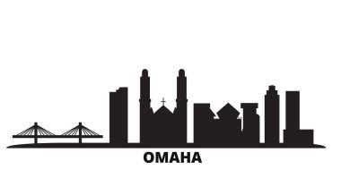 United States, Omaha city skyline isolated vector illustration. United States, Omaha travel black cityscape