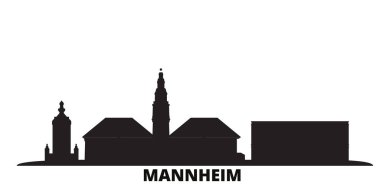 Germany, Mannheim city skyline isolated vector illustration. Germany, Mannheim travel black cityscape clipart
