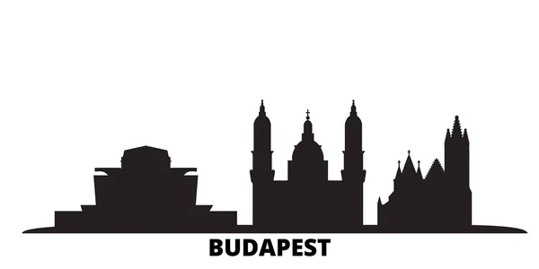 Hungría, Budapest City skyline ilustración vectorial aislada. Hungría, Budapest Ciudad viaje negro paisaje urbano — Vector de stock