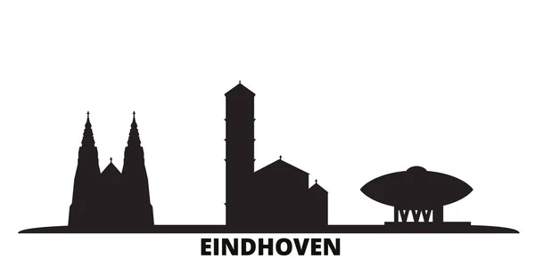 Nederland, Eindhoven skyline geïsoleerde vectorillustratie. Nederland, Eindhoven reizen zwarte stadsgezicht — Stockvector