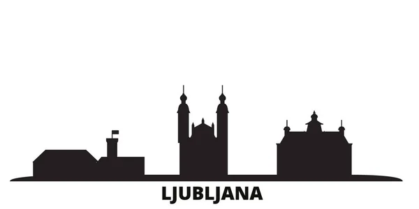 Eslovenia, Liubliana ciudad skyline ilustración vectorial aislado. Eslovenia, Liubliana viajar negro paisaje urbano — Vector de stock