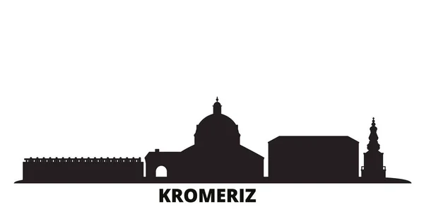 Republika Czeska, miasto Kromeriz panorama odizolowany wektor ilustracji. Czech Republic, Kromeriz podróży czarny krajobraz miasta — Wektor stockowy